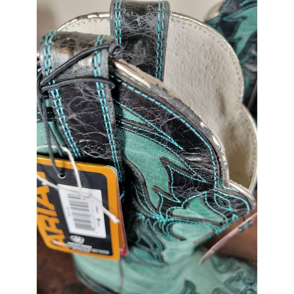 NWT Ariat Cassidy Western Boots Women's 6 B Midnight Turquoise Leather Squaretoe - Picture 8 of 16